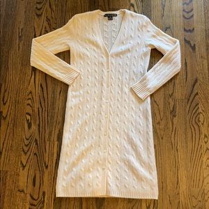 100% cashmere long button front cardigan